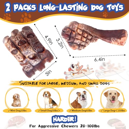 Fuufome Dog Chew Toys for Aggressive Chewers：2 Pack Indestructible Dog Toy for Large Breed- Tough Nylon Teething Bone Toy ...