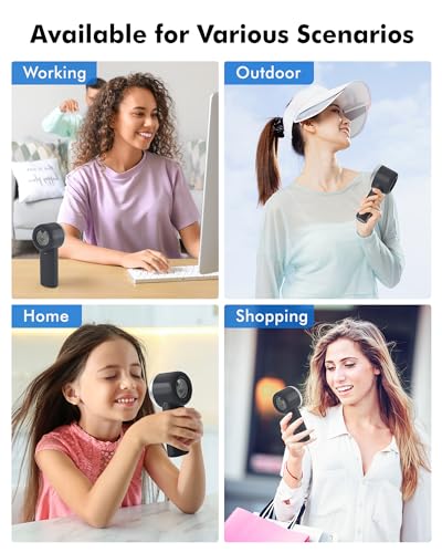 WHATOOK Portable Handheld Mini Fan: High Speed Cooling Fan, 10 Hours Battery Life, USB Rechargeable, Small Essentials for ...