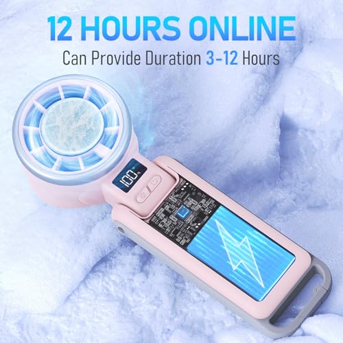 PlayHot Portable Handheld Turbo Fan with Ice Cooling, Rechargeable Personal Fan, Up tp 12Hrs Cooling, 5 Speed 25550RPM Pow...