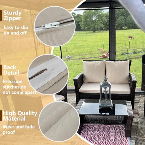 Oslimea Outdoor Cushion Covers Replacement 24x24x5 Waterproof Patio Furniture Cushion Seat Cover 2 Pack Removable Chair Pa...