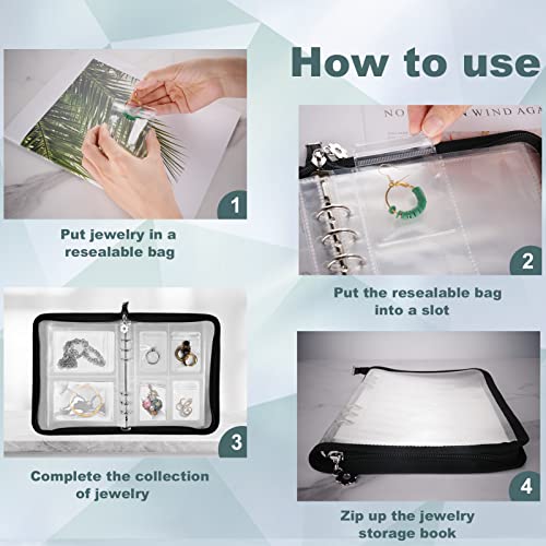 Travel Jewelry Organizer Transparent Jewelry Storage Book Set with Anti-oxidation Pocket Traveling Necklace Earring Organi...