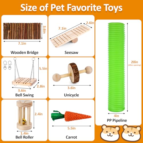 VESPRO Hamster Toys Set, Guinea Pig Toys Small Animal Chewing Toy and Rat Cage Accessories, Chinchillas, Gerbils, Rats, Ra...