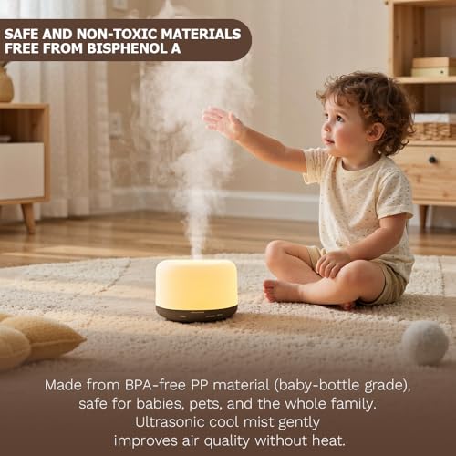 Harindiver 500ml Essential Oil Diffuser,Quiet 4-in-1 Ultrasonic Aromatherapy Humidifier,7 Color LED Lights,Timer & Auto-Of...