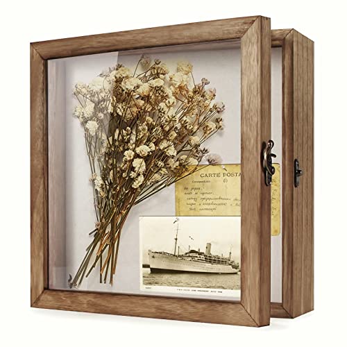 TJ.MOREE Shadow Box Display Case 11 x 11 Flowers Shadow Box Frame with Glass Window Picture Frame Wedding Bouquet Memorabi...