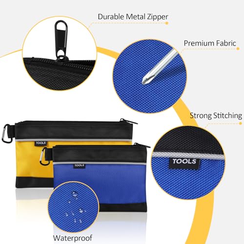 COIDEA 4 Pack Tool Pouch, Small Tool Bag with Zipper, 1680D Oxford Waterproof Multipurpose Tool Pouches with Carabiner for...