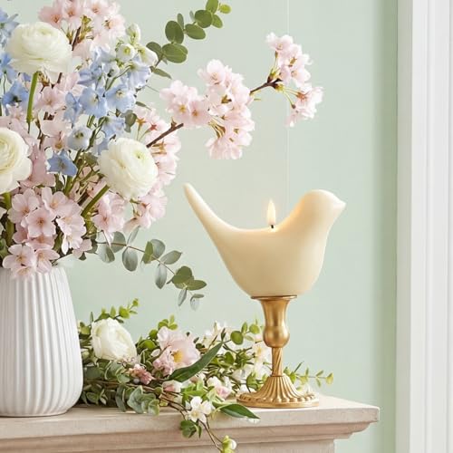 Treela Flameless Bird Figural Candle Flameless LED Candle Bird Figural Real Wax for Spring Holiday Decoration 6.7 x 3 Inc...