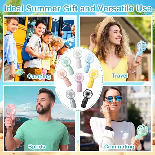 Glooglitter 16 Pcs Mini Portable Fans Bulk Handheld Battery Operated Fan with Lanyard for Makeup Eyelash, Cooling Lightwei...