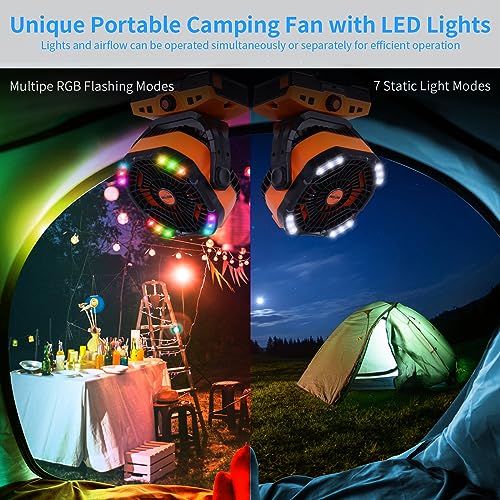 WESTTREE 20000mAh Camping Fan Oscillating Portable Fan Battery Powered Fans Rechargeable Camping essentials with Light Hoo...