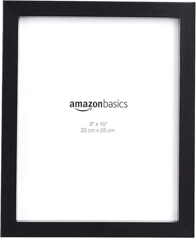 Amazon Basics Rectangular Photo Picture Frame, 8" x 10", Wall Hanging or Tabletop Display, Black, 2-Pack, Horizontal or Ve...