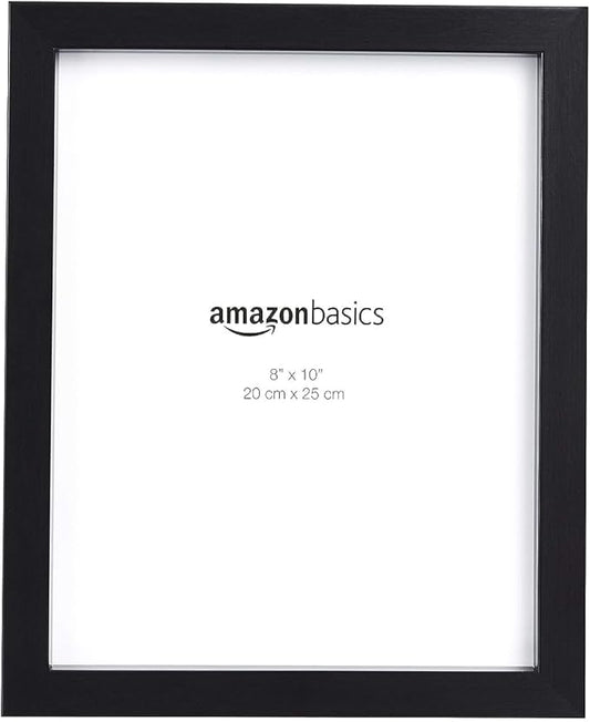 Amazon Basics Rectangular Photo Picture Frame, 8" x 10", Wall Hanging or Tabletop Display, Black, 2-Pack, Horizontal or Ve...