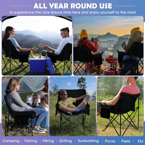 HaSteeL Camping Chair for Adults, Compact Folding Portable Chairs Set with Side Pockets for Outdoors Fishing, Hiking, Back...
