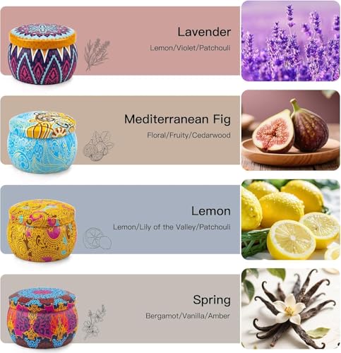 Candle Gift Set Bundle for Women, 2 Sets of 4 Scented Candles (8 Total), 8% Essential Oils, 240H Long Burning Aromatherapy...