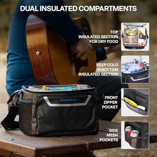 EVERFUN Small Compact Cooler Bag 24/48 Can Insulated Lunch Box Double Deck Soft Leak-Proof Waterproof Collapsible Ice Ches...