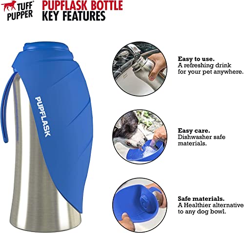 PupFlask Large Dog Water Bottle | 27 or 40 OZ Stainless Steel | Convenient Dog Drink Dispenser | Puppy Travel Water Bowl |...