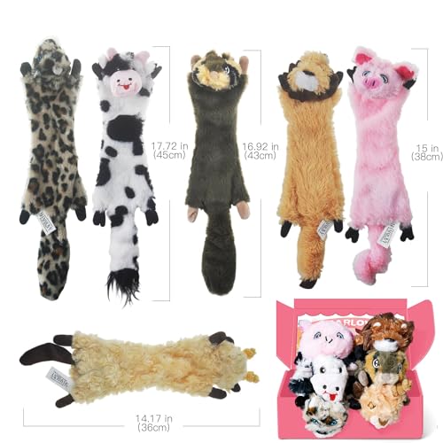 SHARLOVY Dog Squeaky Toy No Stuffing 6 Pack, Dog Toys Crinkle for Small Puppy, Durable Chew Plush Cute Animals Natural for...