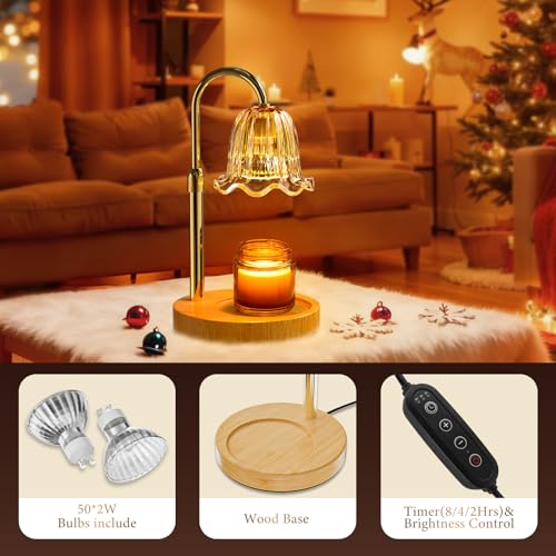 WarmEmbrace Candle Warmer Lamp with Timer Dimmable Light & Adjustable Height, Birthday Gifts for Women Mom Girl,House Warm...