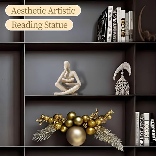 UTTCMK Bookshelf Decor Thinker Statue - Abstract Art Reading Thinker Sculpture Figurine Aesthetic, Modern Home Decoration ...
