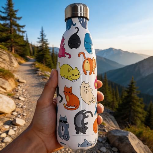 Makachen Cat Insulated Sport Water Bottles Stainless Steel Travel Mugs BPA Free Tumbler For Outdoor Camping Travel 20oz