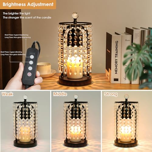 Candle Warmer Lamp with Timer and Dimmer - Electric Candle Warmer ,Crystal Candle Lamp for Bedroom Decor, Flameless Scente...