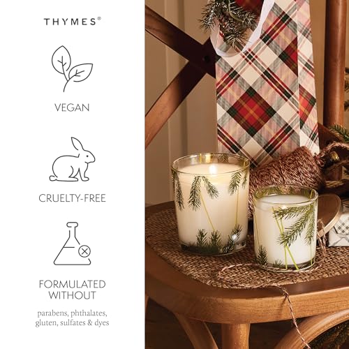Thymes Frasier Fir Pine Needle Candle – Holiday Candles for Home Scented with Notes of Crisp Siberian Fir, Cedarwood & San...
