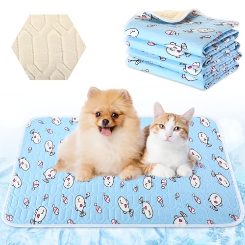 Colingmill 4 Pcs Dog Cooling Mat 28'' x 20'' Pet Cooling Mat for Dogs Cat Summer Self Cooling Mat Ice Silk Chill Pads Wash...