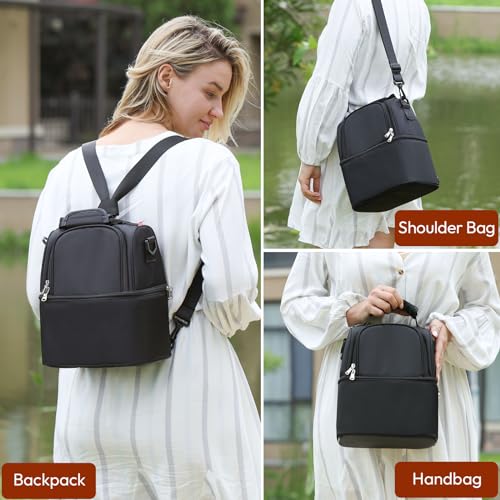 NCVI Breastmilk Cooler Bag with 2 Ice Pack, Breast Pump Bag with Cooler Fits 6 Bottles, Double Layer Breast Milk Travel Ba...