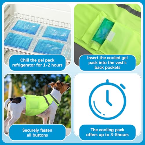 Aliceset 2 Pcs Dog Cooling Vest with 4 Recyclable Ice Pack Summer Outdoor Dog Cooling Harness Pet Adjustable Jacket Coole...