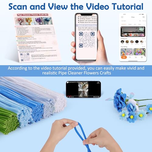 EARLY MINDS 500 Pcs Pipe Cleaners Craft Kit for Flower Making, Complete DIY Bouquet Set with with Tutoria, Chenille Stems,...