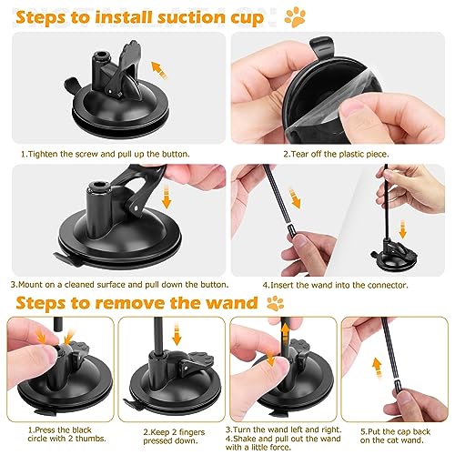 HOSFROLL Cat Toys, 2 Pack 3 in 1 Interactive Cat Toy for Indoor Cats with Sticky Super Suction Cup Detachable 10 Pcs Repla...