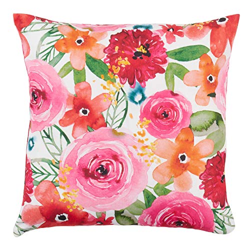 SARO LIFESTYLE Sara B Collection Santa Monica Floral Pillow Cover, 18", Multi