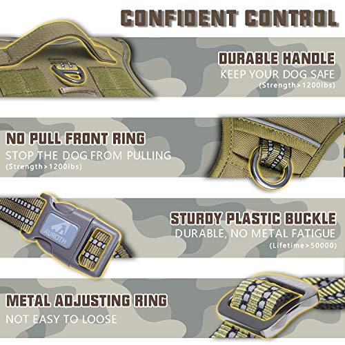 Auroth Tactical Dog Harness for Large Dogs No Pull Adjustable Pet Harness Reflective K9 Working Training Easy Control Pet ...