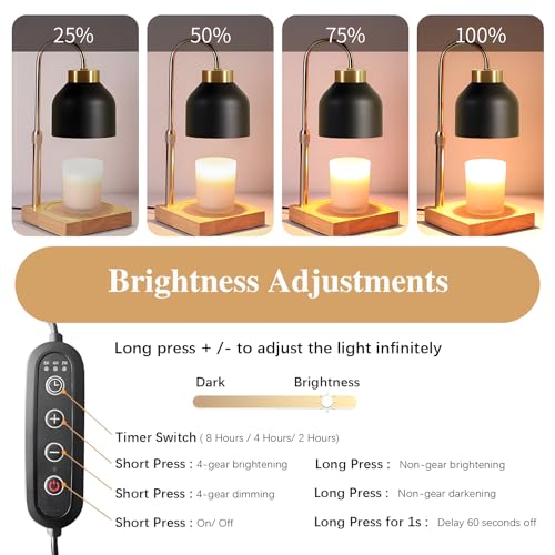 Xiwoa Electric Candle Warmer Lamp with 2H/4H/8H Timer Dimming Height Adjustable Safety Night Lamp, Home Scented Jar Candle...