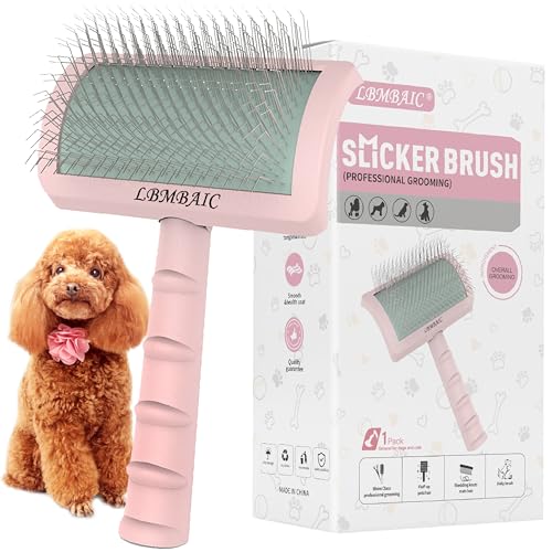 LBMBAIC Super Dense Soft Slicker Brush for Thick and Long Fur Dogs - Grooming Brush for Fluff, Shedding, Tangles on Golden...