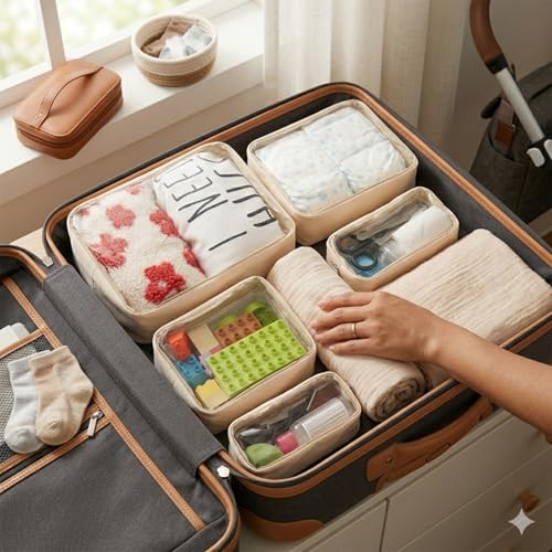 Remobia Hicol TSA Approved 5-Piece Diaper Bag Organizer Pouch Set Clear Waterproof TPU Kids Toiletry Storage Set Travel Pa...