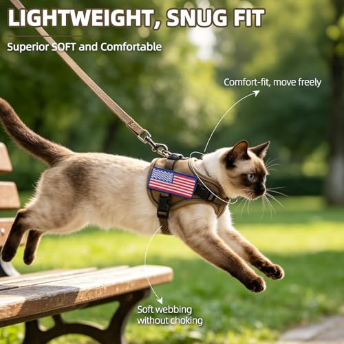 PUPTECK Cat Harness and Leash Set, Escape Proof Adjustable Pet Vest Harness, Reflective Breahtbale Easy Control, for Cats ...
