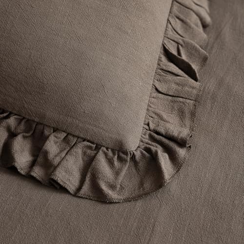 Foindtower Set of 2 Decorative Soild Fringe Ruffle Throw Pillow Covers Soft Boho Farmhouse Cushion Cover Cozy Accent Retro...