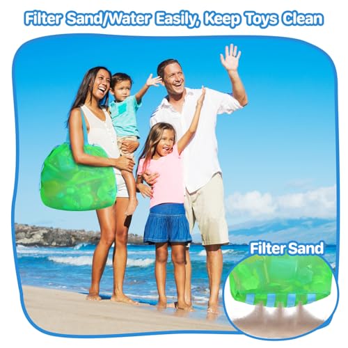 BrainyBees Extra Large Mesh Beach Toy Bag With Drawstring - Lightweight Tote for Sand Toys, Children's Storage Bag for Tra...