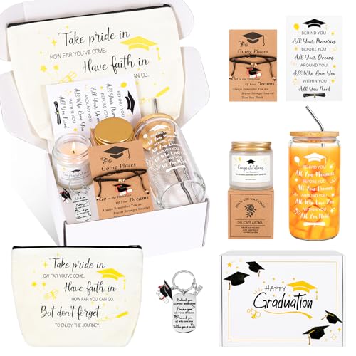 JOYOFUN 2026 Graduation Gift Box Set, College High School Grad Present Basket for Women, Daughter, Sister, 16oz Glass Cup ...