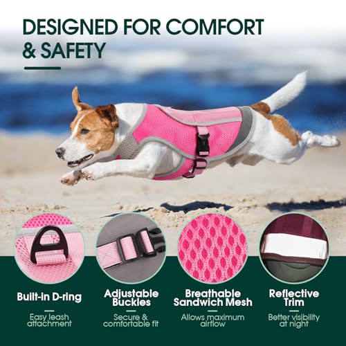 Kuoser Dog Cooling Vest for Dogs, Lightweight Dog Cooling Harness Shirt with Reflective Stripe, Breathable Mesh Cooler Jac...
