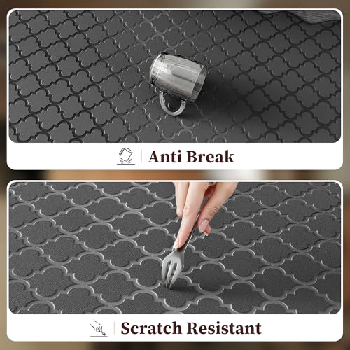 Arenarug Upgrade Scalloped Embossed Kitchen Mats for Floor 2PCS Cushioned Anti Fatigue Waterproof Foam Kitchen Rugs Non Sl...