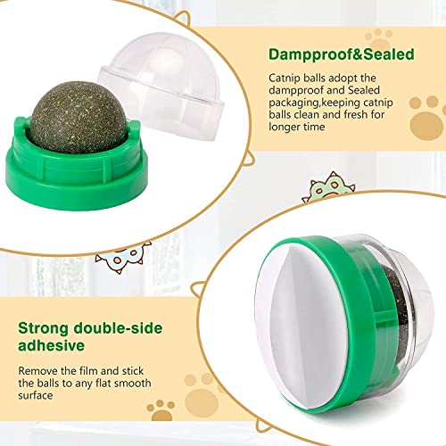 SINROBO 3 Pack Catnip Balls, Catnip Ball for Cats Wall, Edible Kitty Toys for Cats Lick, Safe Healthy Kitten Chew Toys, Te...