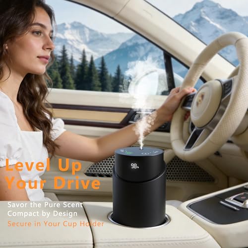 Waterless Essential Oil Diffuser - Rechargeable Black Aluminum Alloy 100ml Scent Machine with 4 Timers, 3 Mist Levels & Ve...