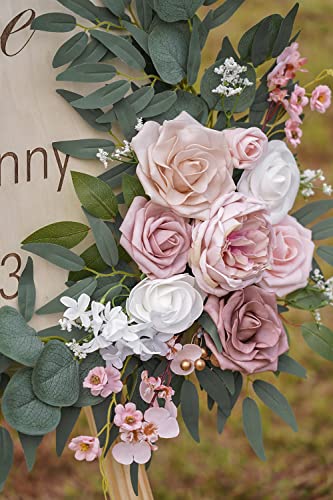 PONATIA Small Wedding Arch Flowers (Pack of 2), Artificial Dusty Rose Flowers for Wedding Welcome Signs Decorations and Ar...