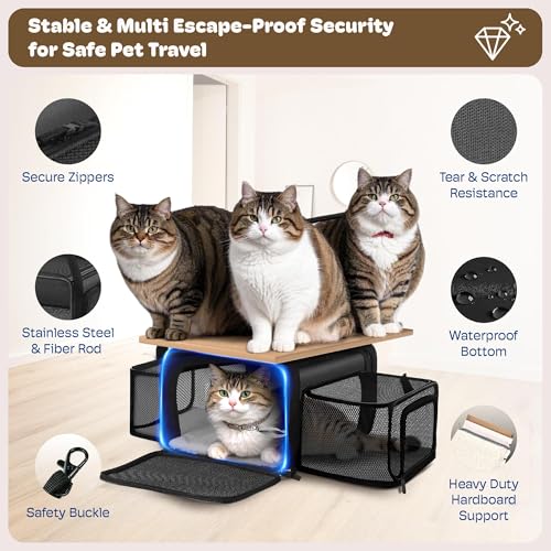 Top and 2 Sides Expandable Cat Carrier 18x13.5x9.5, TSA Airline Approved Dog Carriers for Small Dogs, Soft-Sided Pet Carri...
