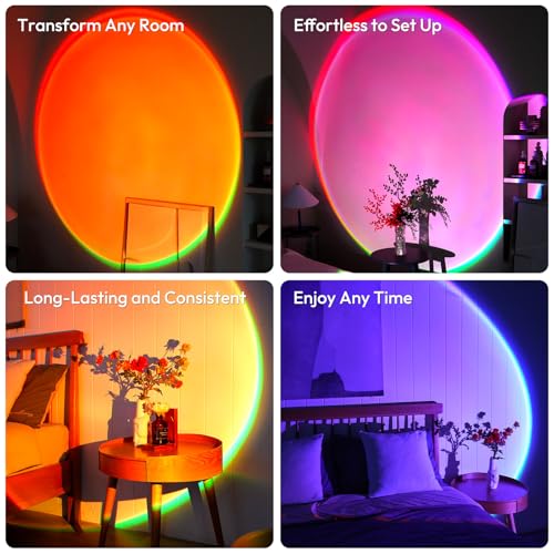 Molemyn Sunset Lamp Projector with APP Control - 21 Color Changing LED Sunset Light, 180° Adjustable for Photography, Bedr...