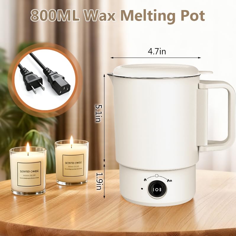 didforu Electric Wax Melting Pot Kit with Thermometer, 800ML Wax Melter for Candle Making, Adjustable Temperature Wax Warm...