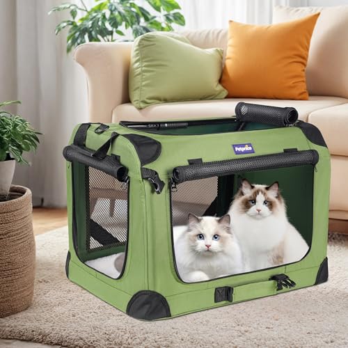 Petprsco Large Cat Carrier for 2 Cats Small Medium Dogs, Soft Pet Carrier 24x17x17 for Traveling with Warm Blanket Foldabl...