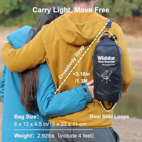 Wildhiker Ultralight Backpacking Chair – Compact Camping Chairs for Adults with Pouch, Weighs 2.8 lbs with Anti-Sinking La...