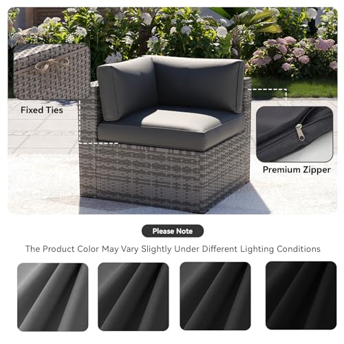 Aoxun 14pcs Patio Cushion Covers Replacement, Waterproof Outdoor Furniture Cushion Covers with Zipper and Non-Slip Bottom,...