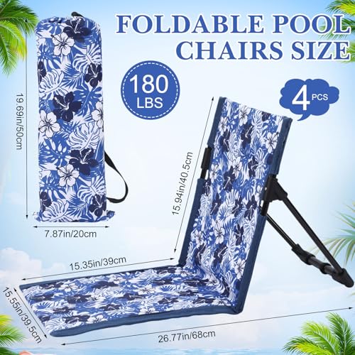 AceOrbit 4 Pack Foldable Poolside Chairs Portable Beach Flip Chairs Pool Seat for Edge of Pool Side with Bag Support Light...